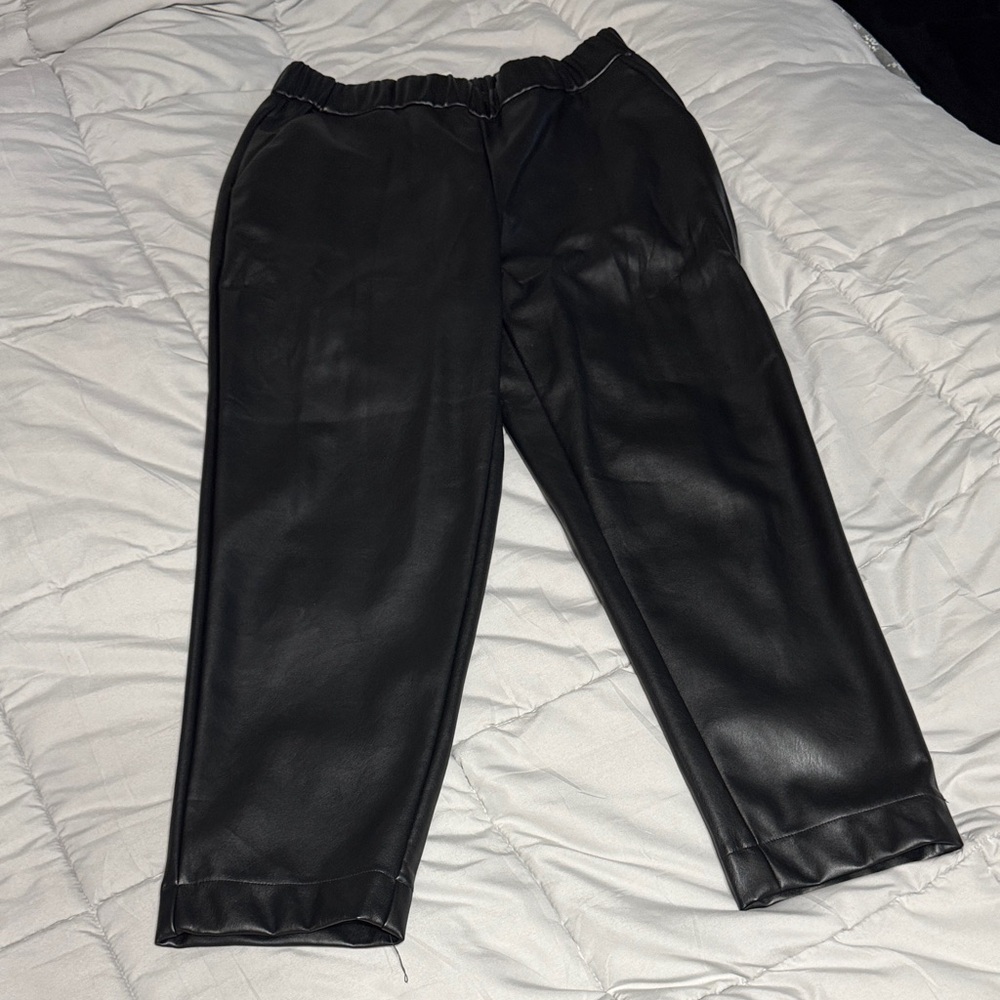 A New Day Black Faux Leather Joggers